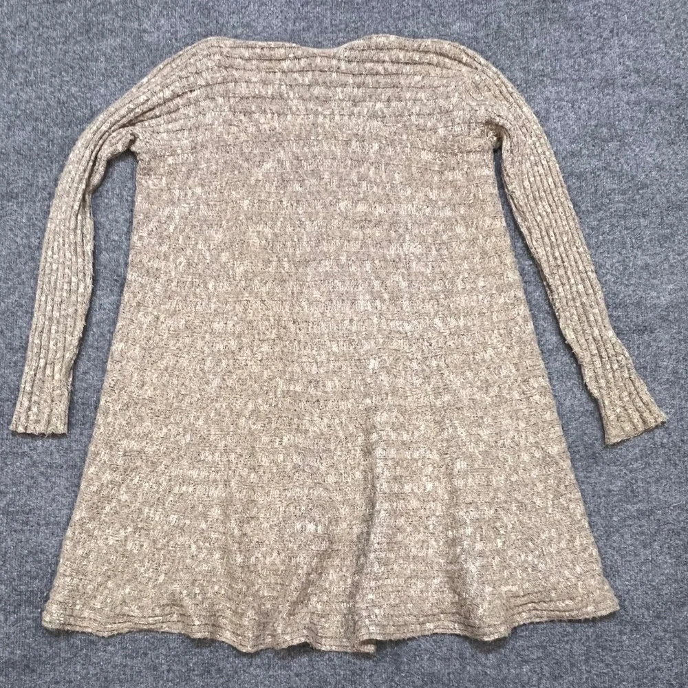 Free People Cardigan Womens S Beige Marled Knit Open Front Long Sleeve Boho